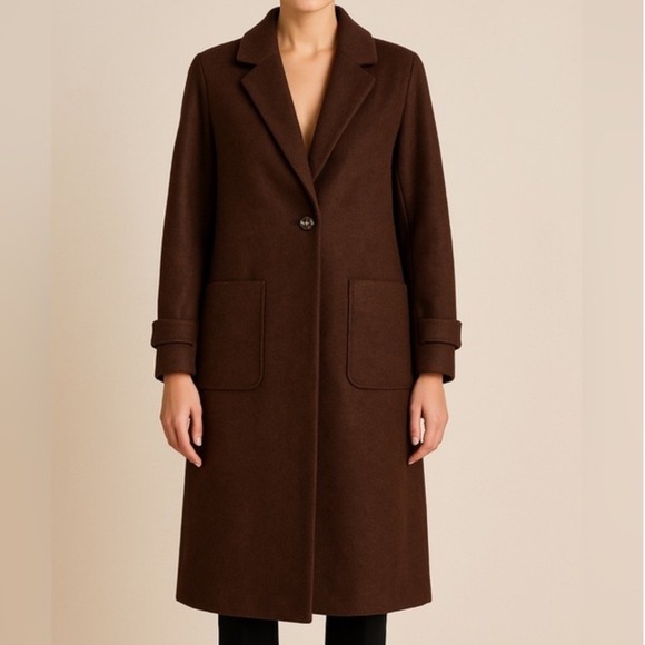 House of Harlow 1960 Jackets & Blazers - House of Harlow 1960 Longline Overcoat XL Women's Brown Wool Blend Quiet Luxury